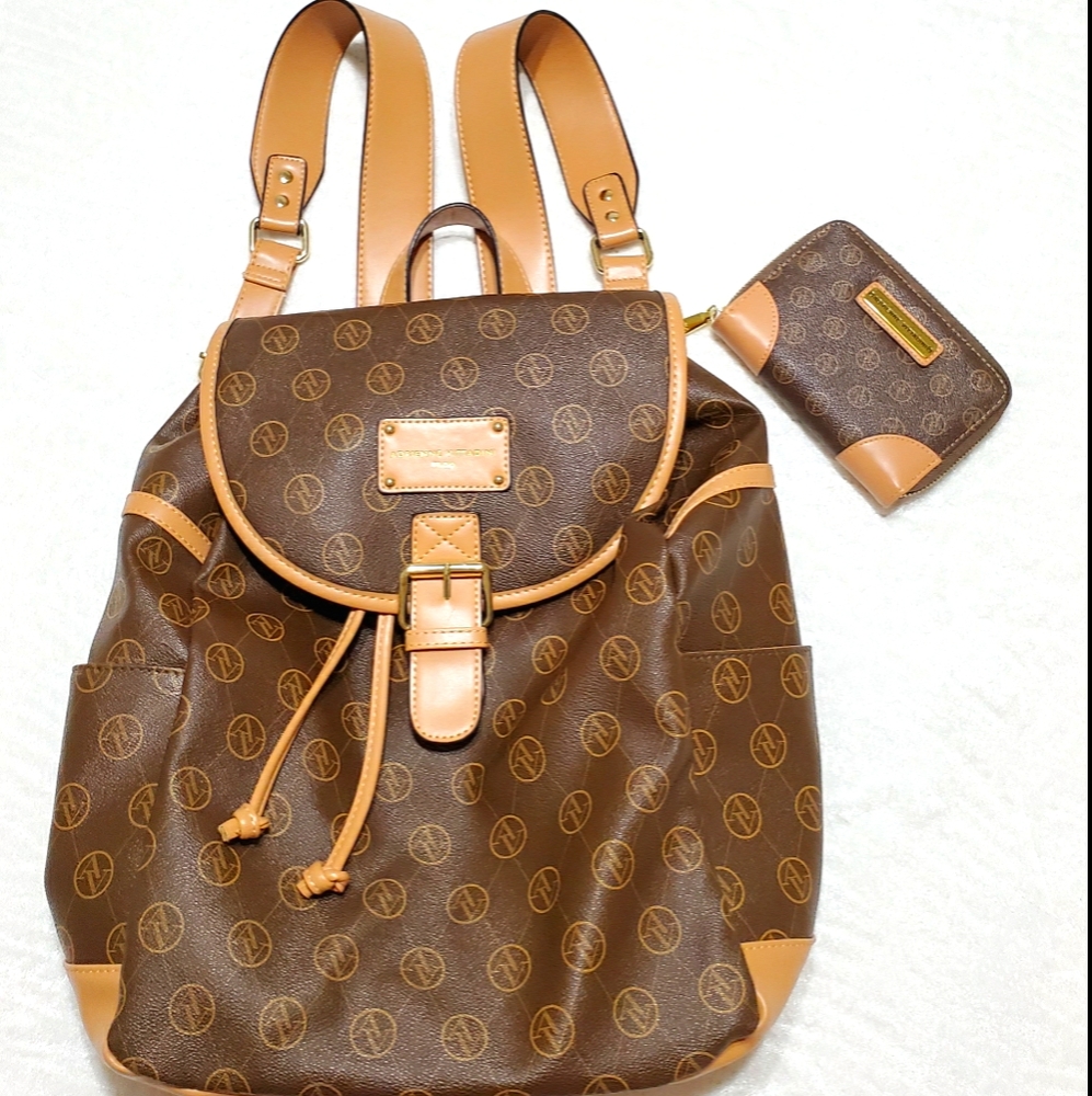 Adrienne Vittadini Signature Backpack and Wallet